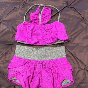 Vibrant Pink and Gray Women's Jo and Jax Dancewear Set